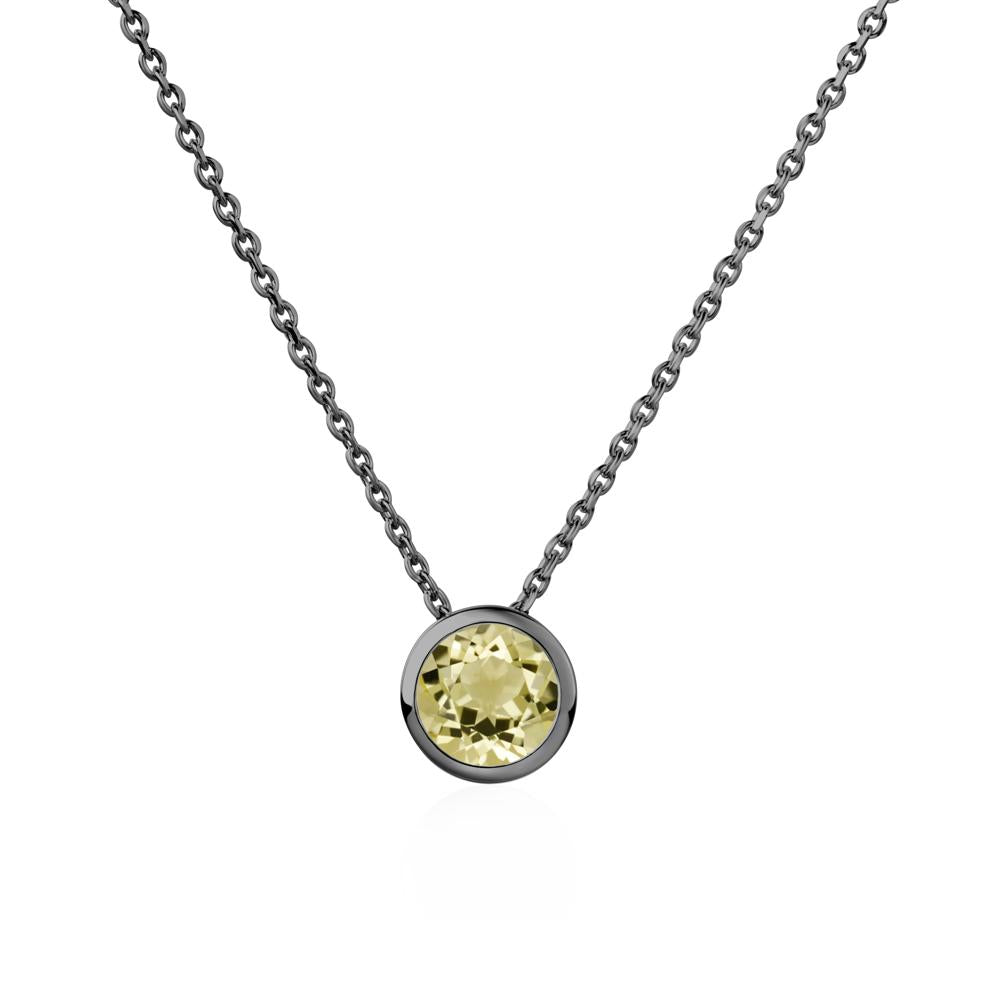 Lemon Quartz Bezel Solitaire Necklace - LUO Jewelry #metal_black finish sterling silver