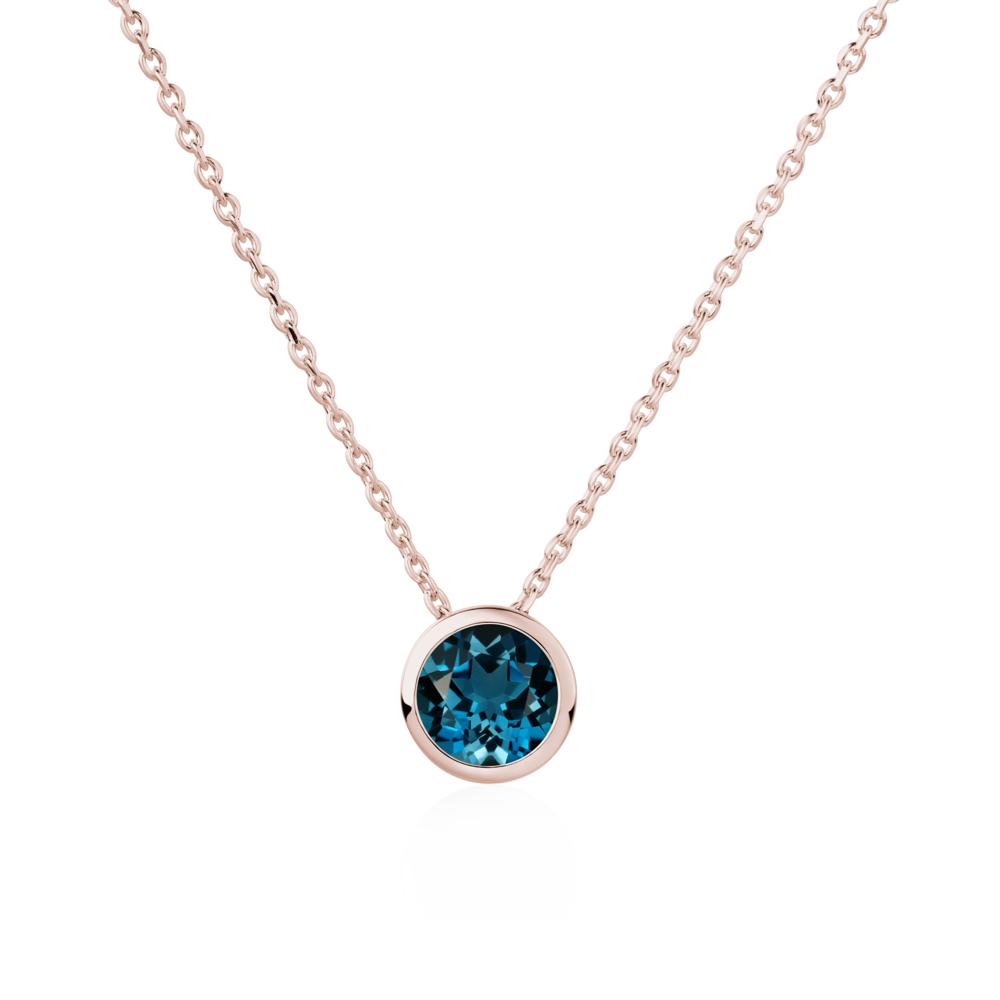 London Blue Topaz Bezel Solitaire Necklace - LUO Jewelry #metal_14k rose gold