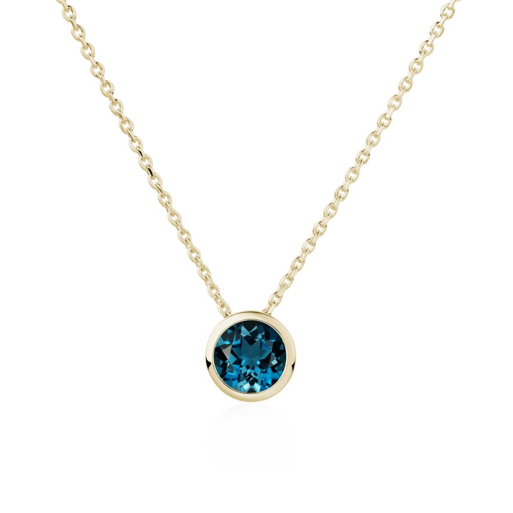 London Blue Topaz Bezel Solitaire Necklace - LUO Jewelry #metal_14k yellow gold