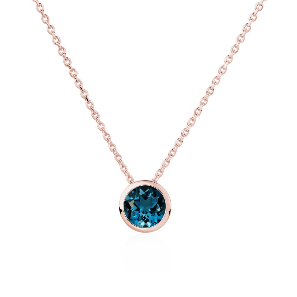 London Blue Topaz Bezel Solitaire Necklace - LUO Jewelry #metal_18k rose gold