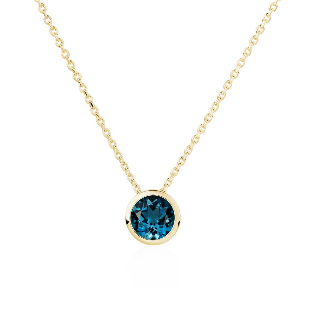 London Blue Topaz Bezel Solitaire Necklace - LUO Jewelry #metal_18k yellow gold