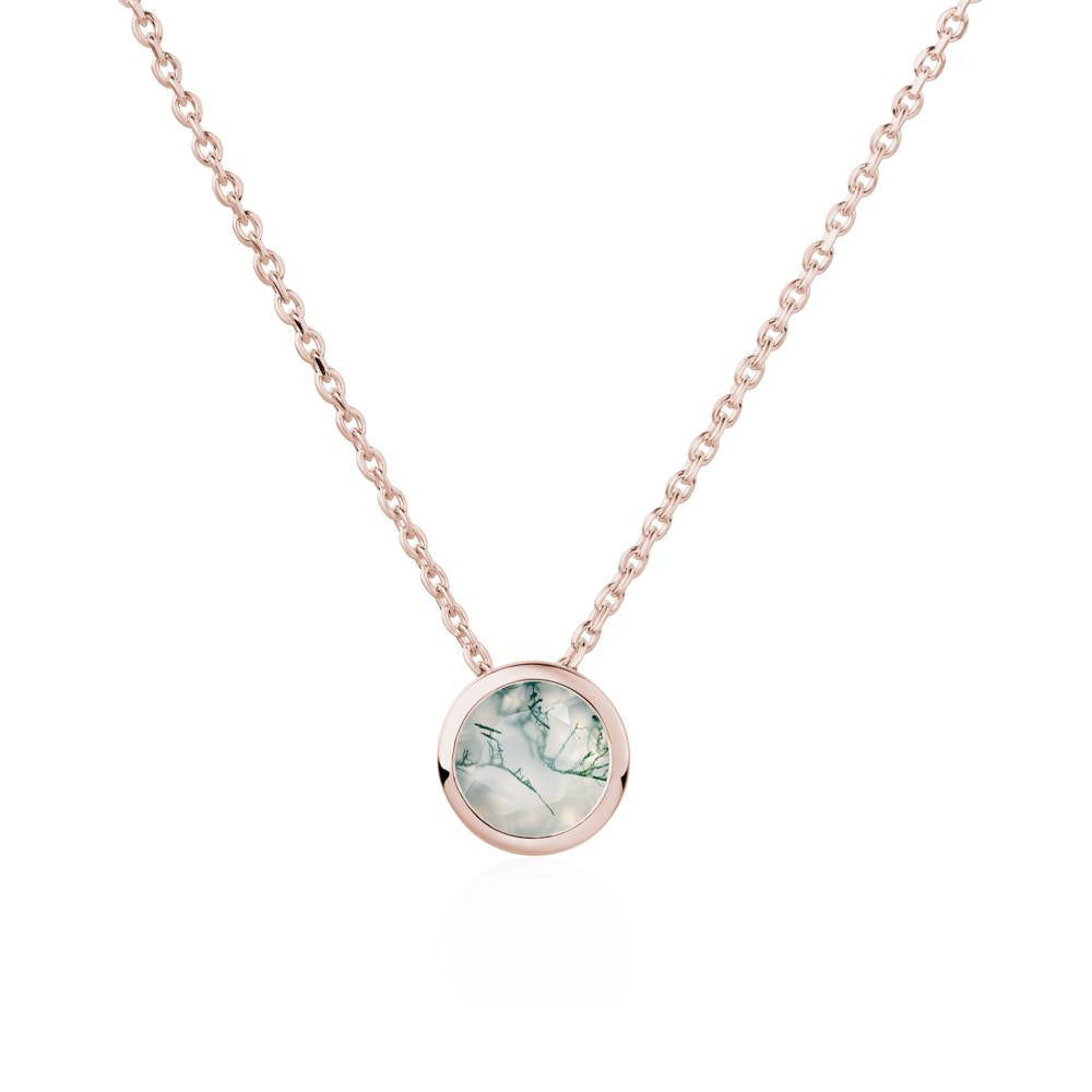 Moss Agate Bezel Solitaire Necklace - LUO Jewelry #metal_14k rose gold