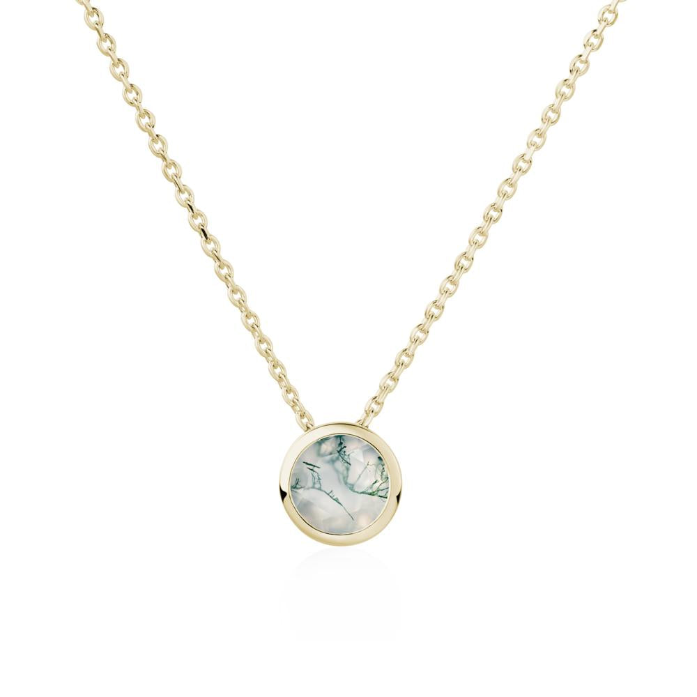 Moss Agate Bezel Solitaire Necklace - LUO Jewelry #metal_14k yellow gold