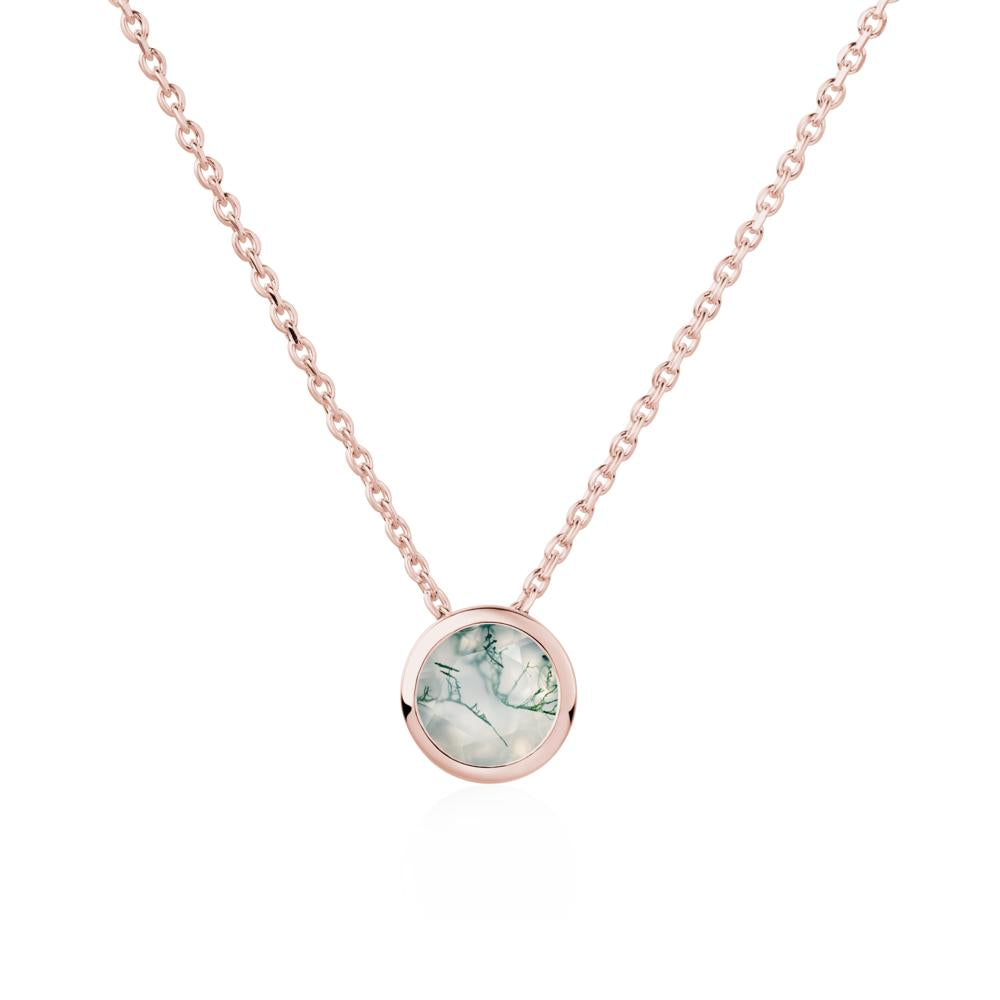 Moss Agate Bezel Solitaire Necklace - LUO Jewelry #metal_18k rose gold