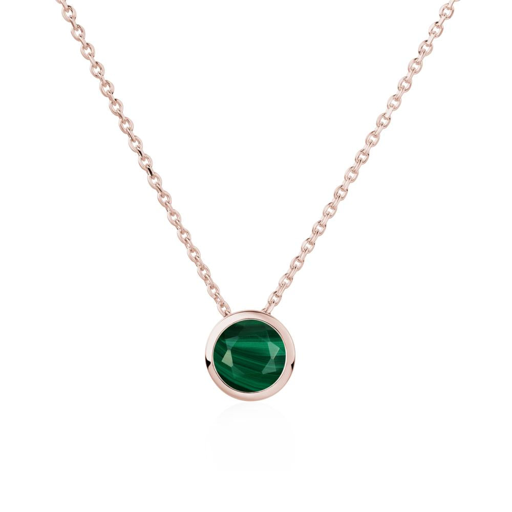 Malachite Bezel Solitaire Necklace - LUO Jewelry #metal_14k rose gold