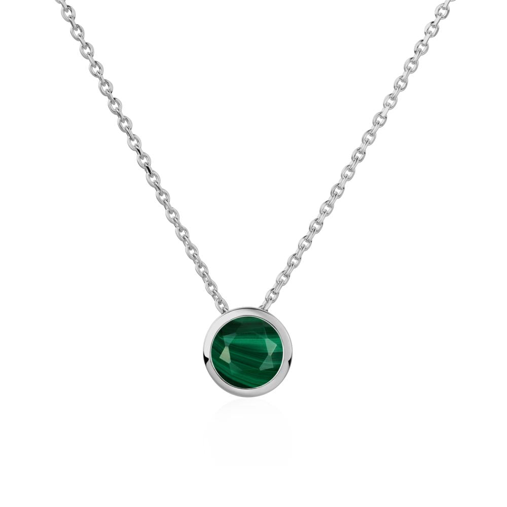 Malachite Bezel Solitaire Necklace - LUO Jewelry #metal_platinum