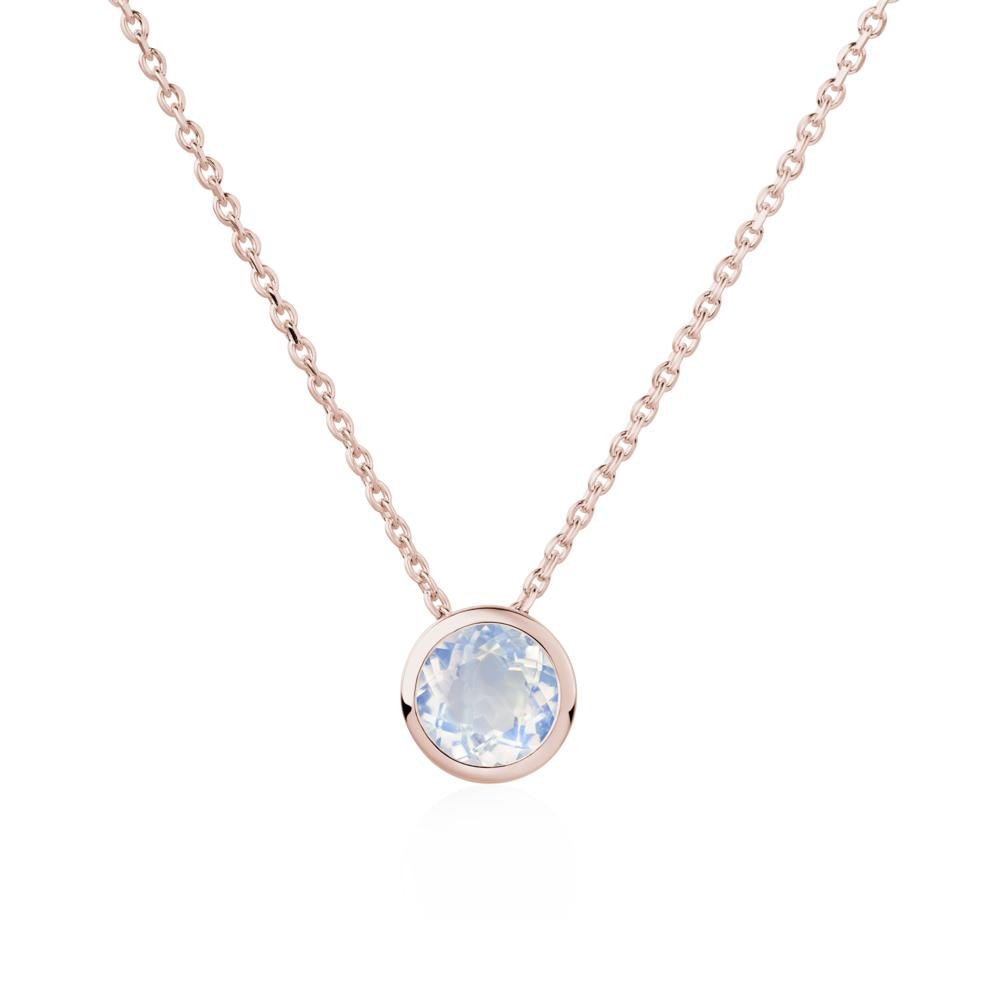 Moonstone Bezel Solitaire Necklace - LUO Jewelry #metal_14k rose gold