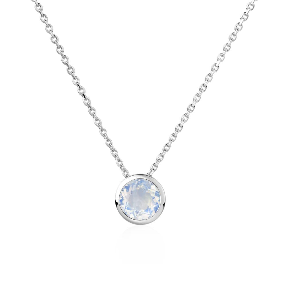 Moonstone Bezel Solitaire Necklace - LUO Jewelry #metal_14k white gold