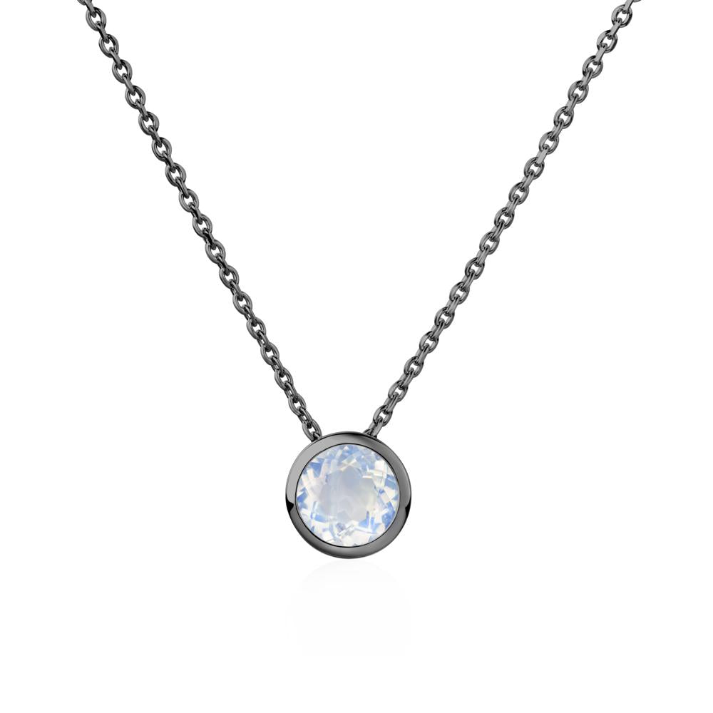 Moonstone Bezel Solitaire Necklace - LUO Jewelry #metal_black finish sterling silver