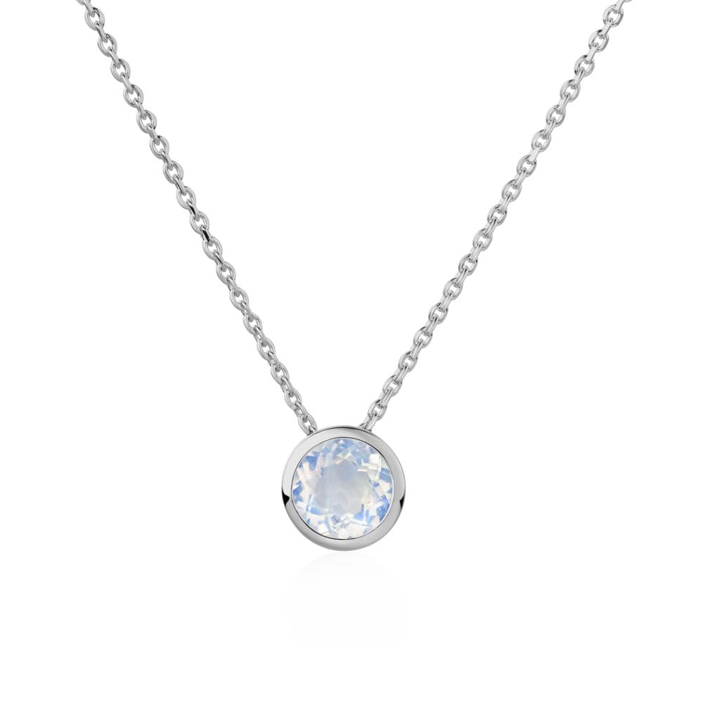 Moonstone Bezel Solitaire Necklace - LUO Jewelry #metal_platinum