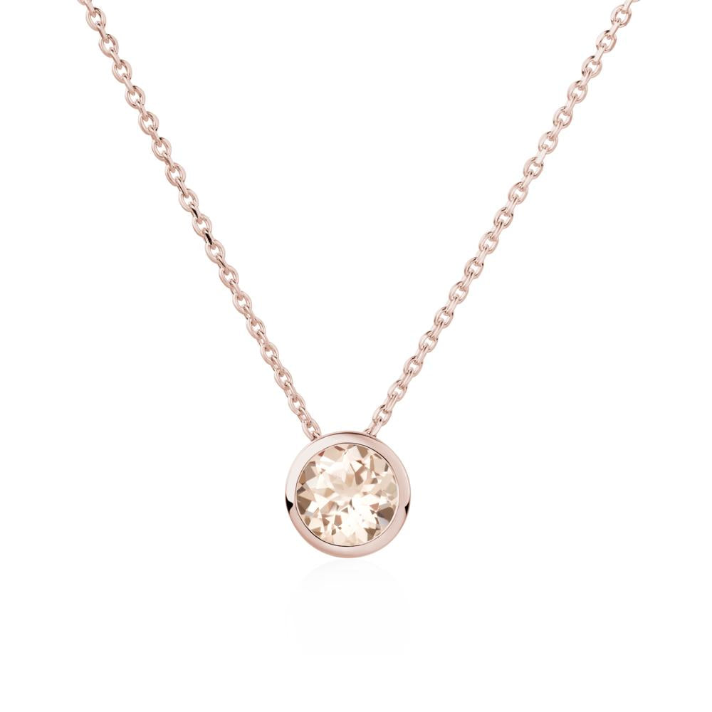 Morganite Bezel Solitaire Necklace - LUO Jewelry #metal_14k rose gold