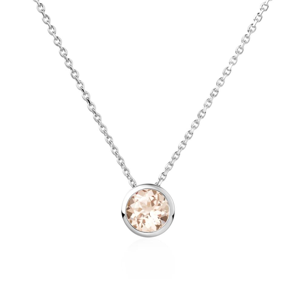 Morganite Bezel Solitaire Necklace - LUO Jewelry #metal_14k white gold