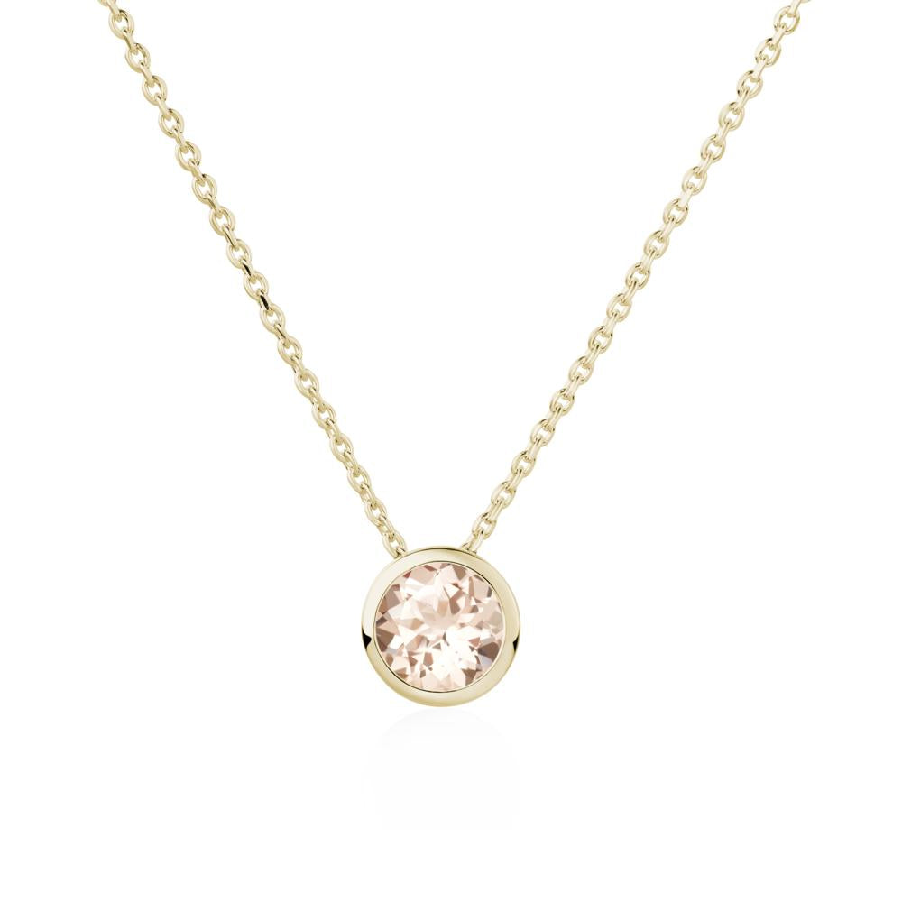 Morganite Bezel Solitaire Necklace - LUO Jewelry #metal_14k yellow gold