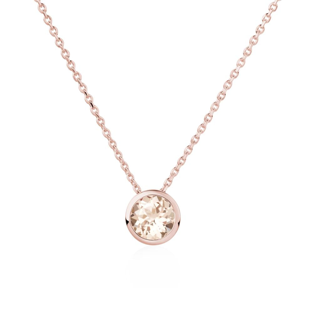 Morganite Bezel Solitaire Necklace - LUO Jewelry #metal_18k rose gold