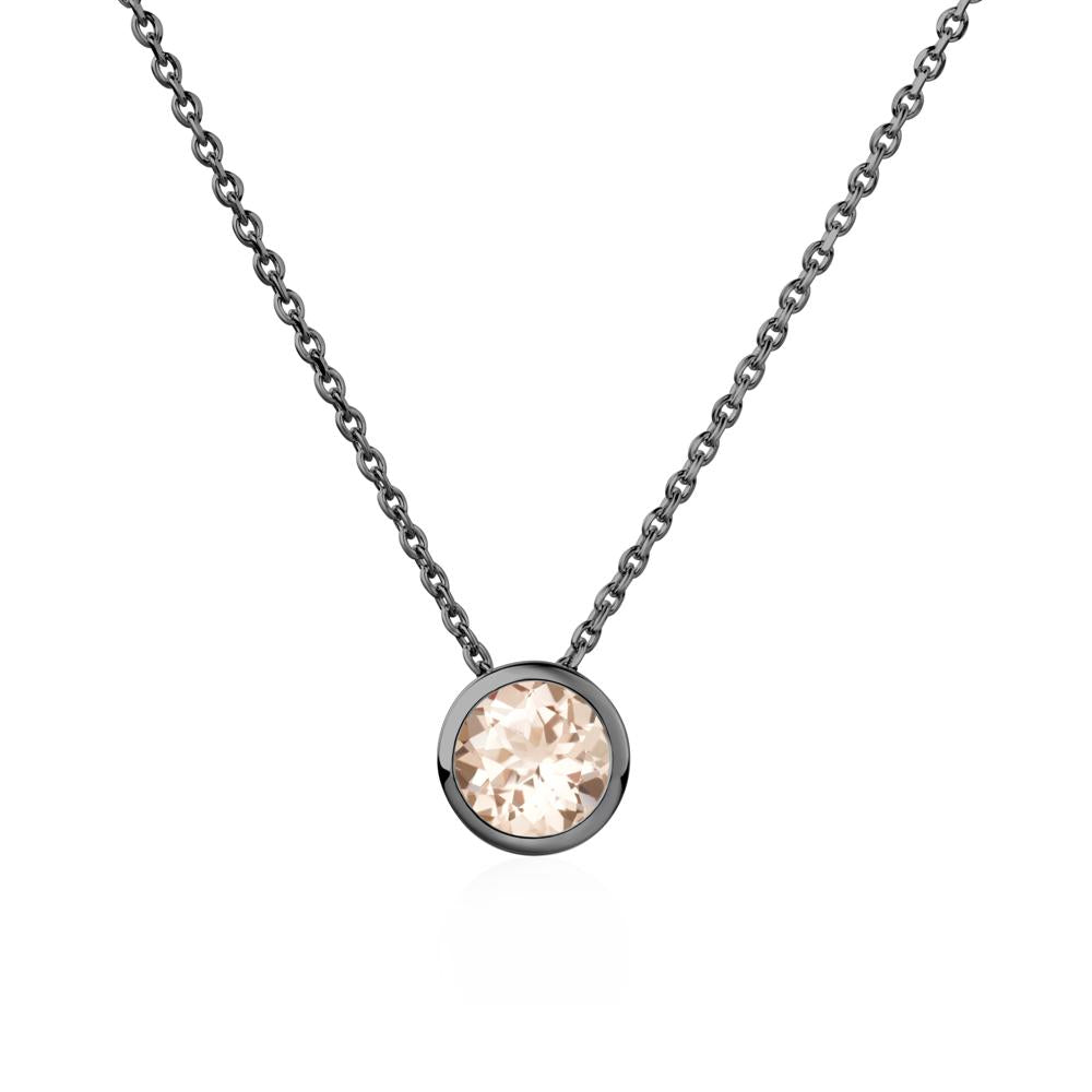 Morganite Bezel Solitaire Necklace - LUO Jewelry #metal_black finish sterling silver