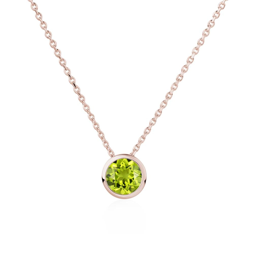 Peridot Bezel Solitaire Necklace - LUO Jewelry #metal_14k rose gold