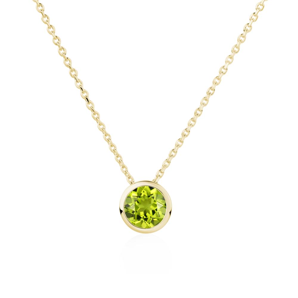 Peridot Bezel Solitaire Necklace - LUO Jewelry #metal_18k yellow gold