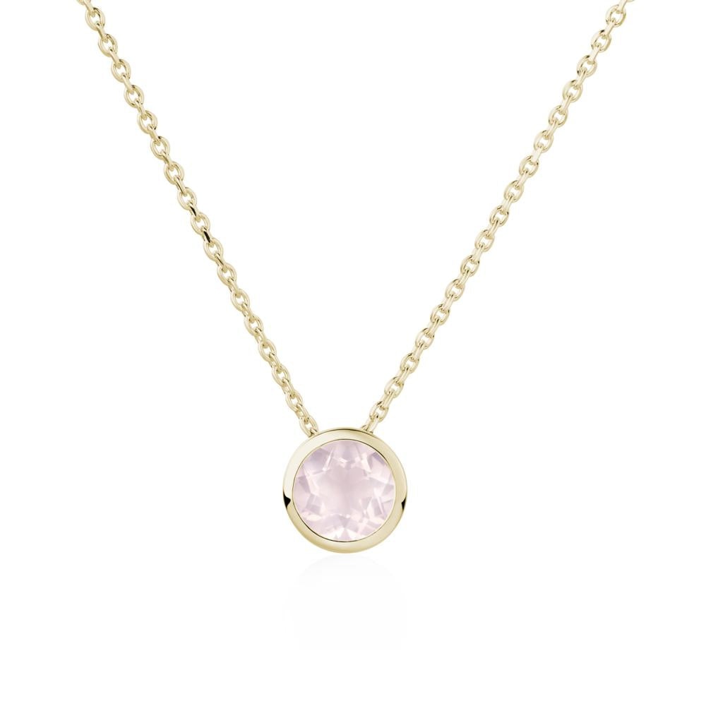 Rose Quartz Bezel Solitaire Necklace - LUO Jewelry #metal_14k yellow gold