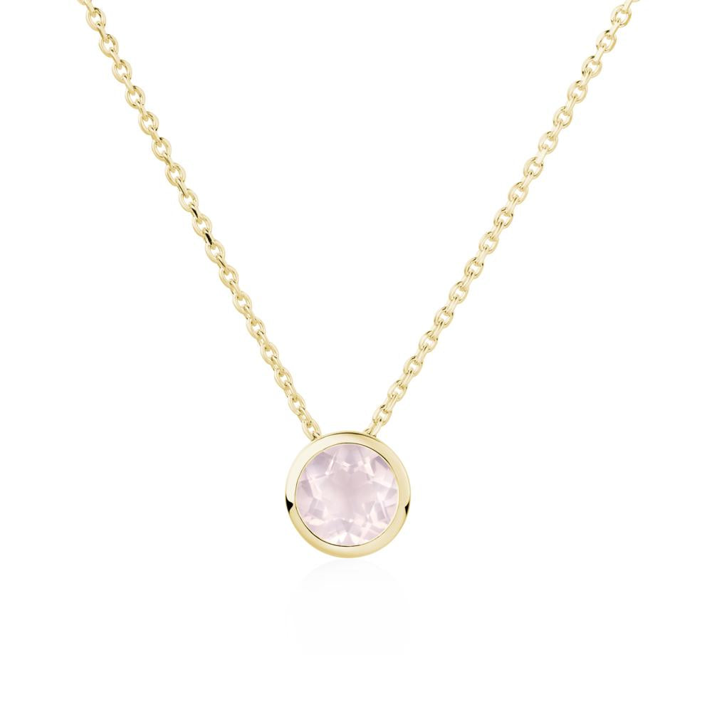 Rose Quartz Bezel Solitaire Necklace - LUO Jewelry #metal_18k yellow gold