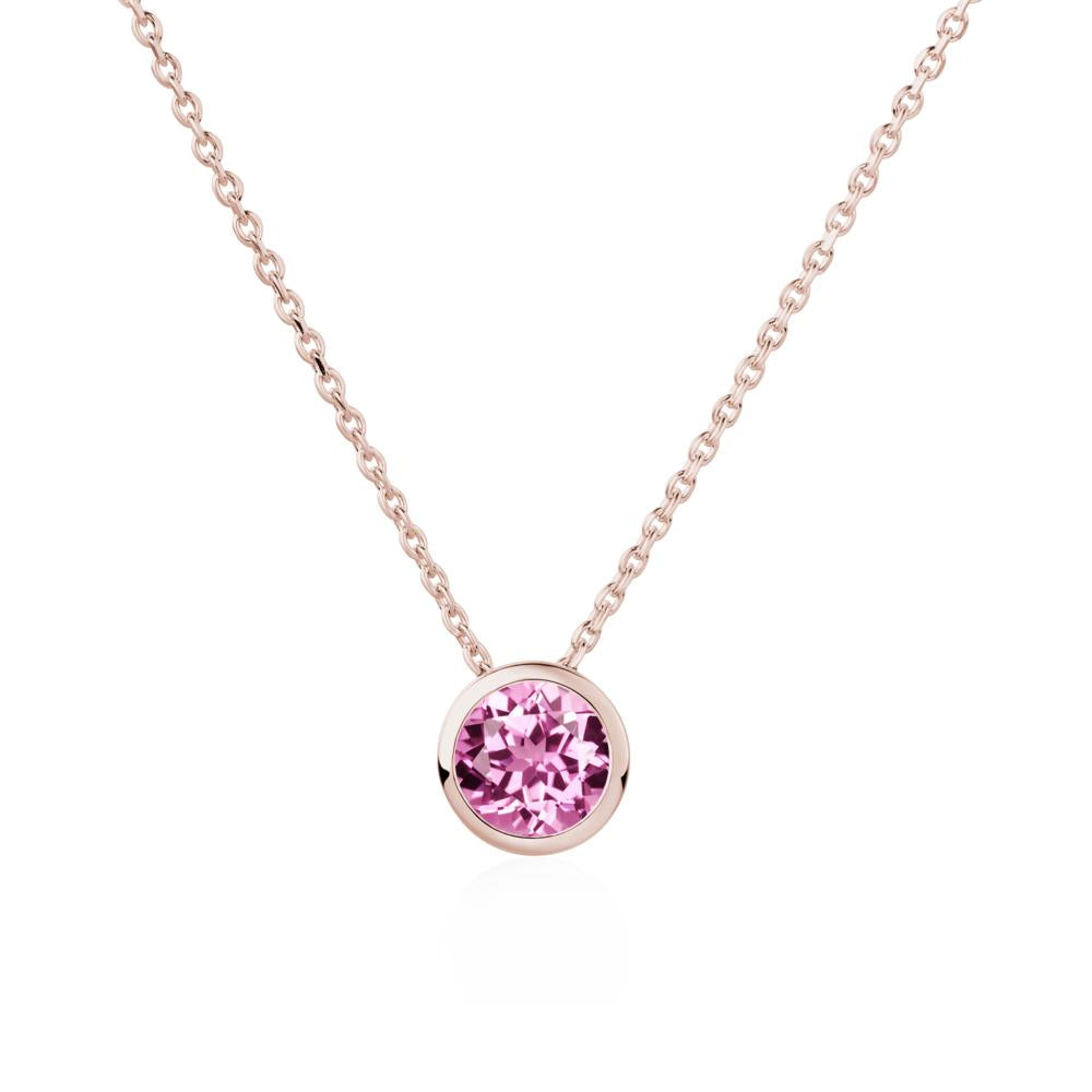 Pink Sapphire Bezel Solitaire Necklace - LUO Jewelry #metal_14k rose gold