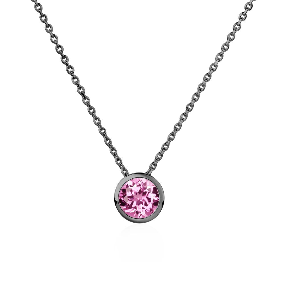 Pink Sapphire Bezel Solitaire Necklace - LUO Jewelry #metal_black finish sterling silver