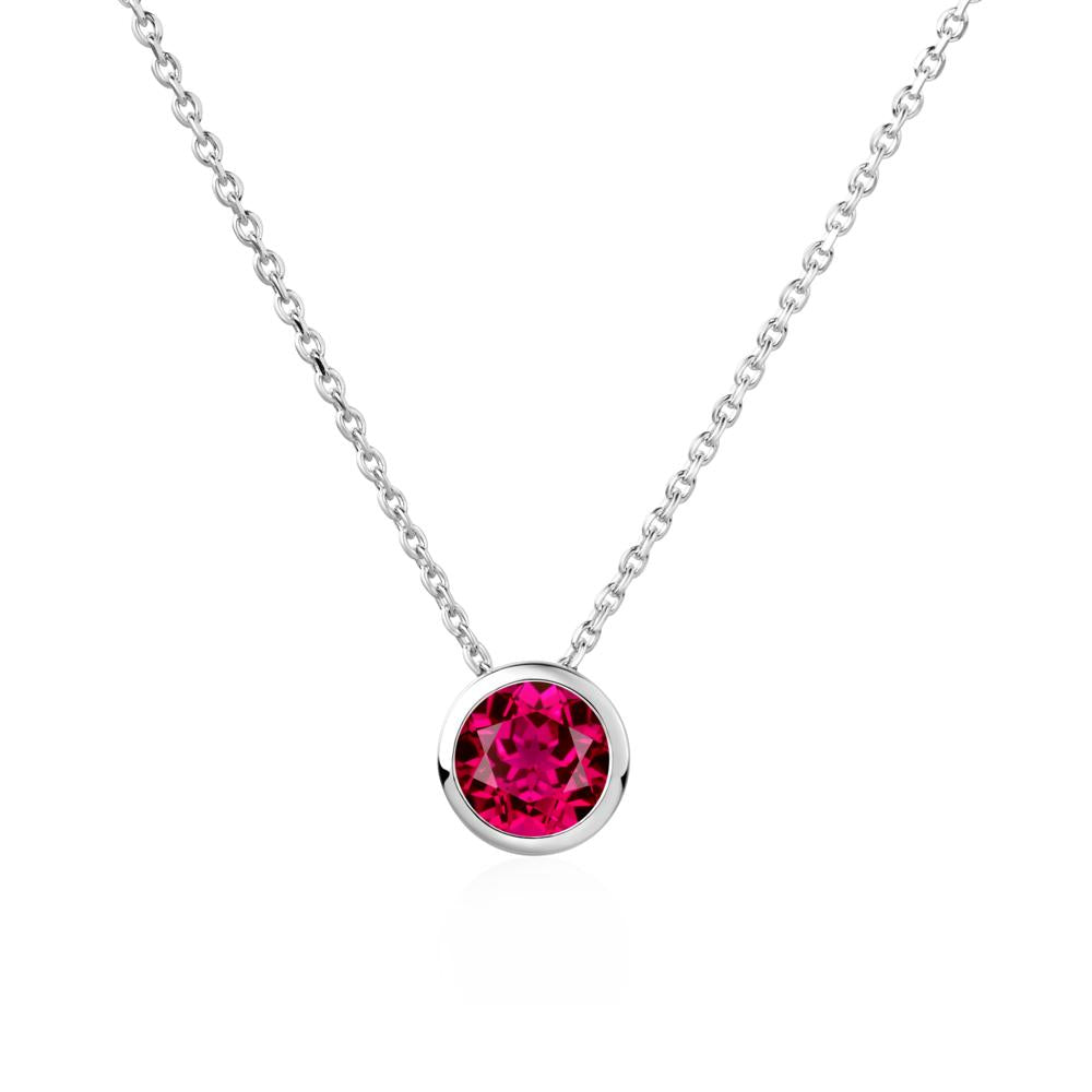 Ruby Bezel Solitaire Necklace - LUO Jewelry #metal_14k white gold