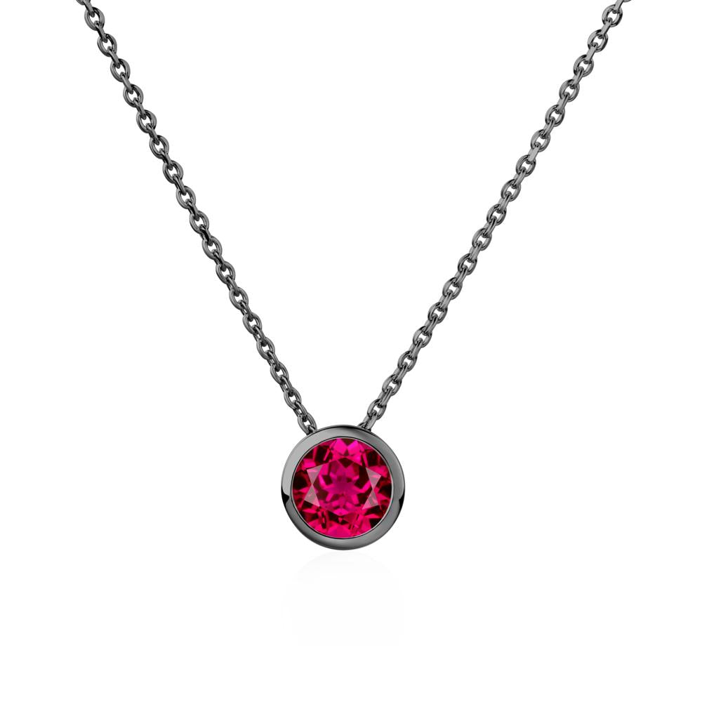 Ruby Bezel Solitaire Necklace - LUO Jewelry #metal_black finish sterling silver