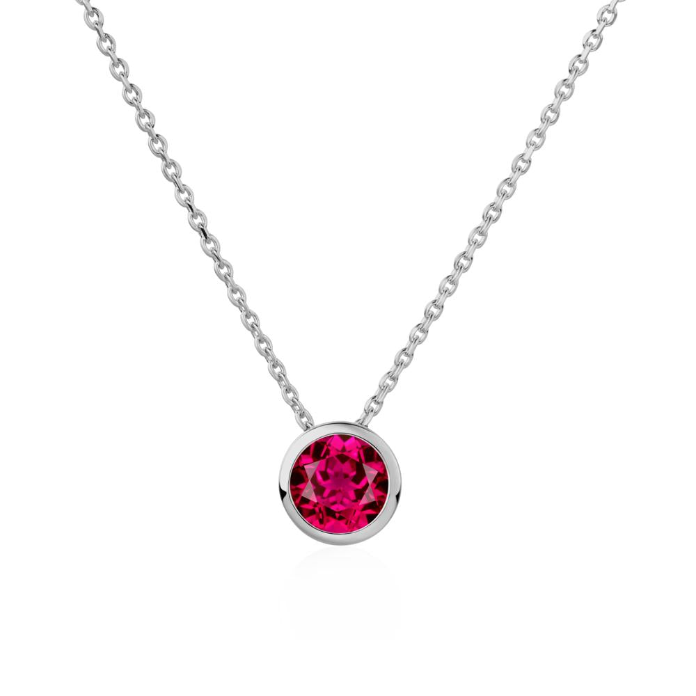 Ruby Bezel Solitaire Necklace - LUO Jewelry #metal_platinum