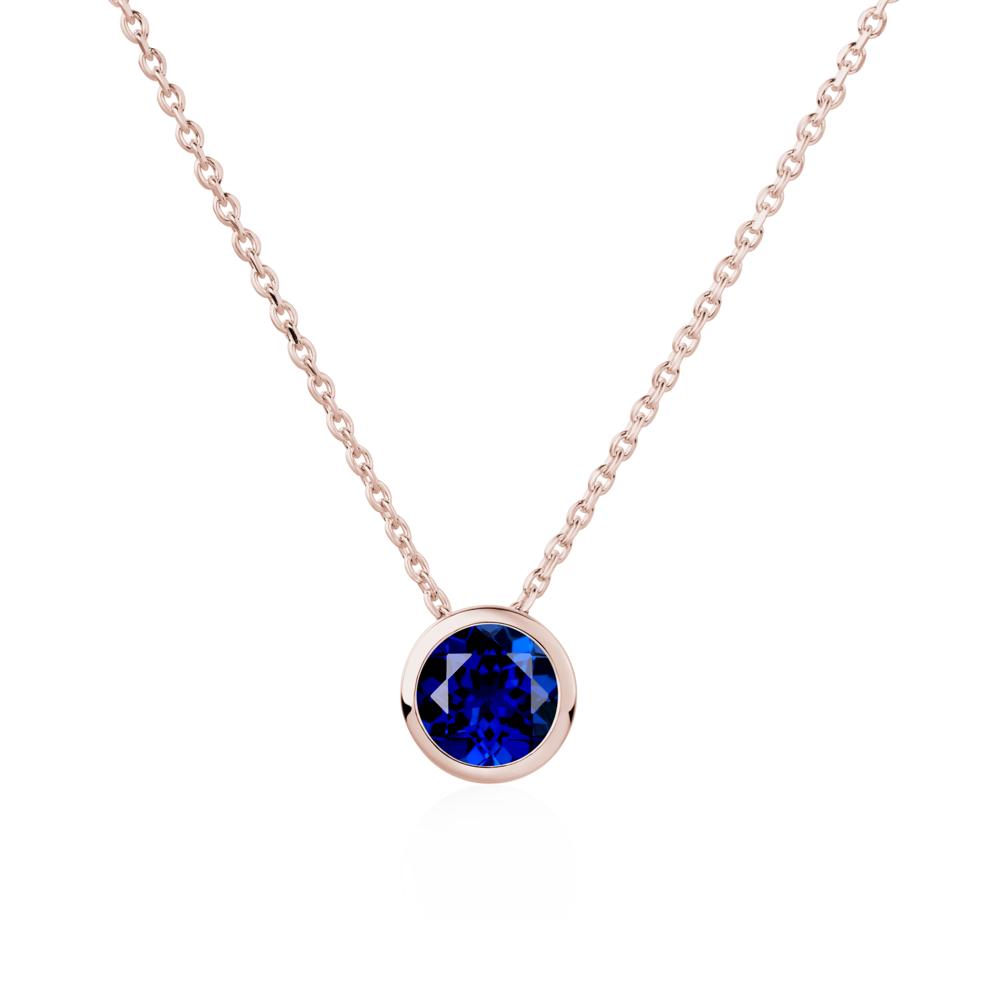 Sapphire Bezel Solitaire Necklace - LUO Jewelry #metal_14k rose gold