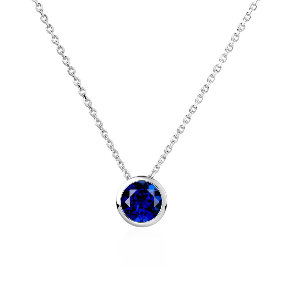 Sapphire Bezel Solitaire Necklace - LUO Jewelry #metal_14k white gold