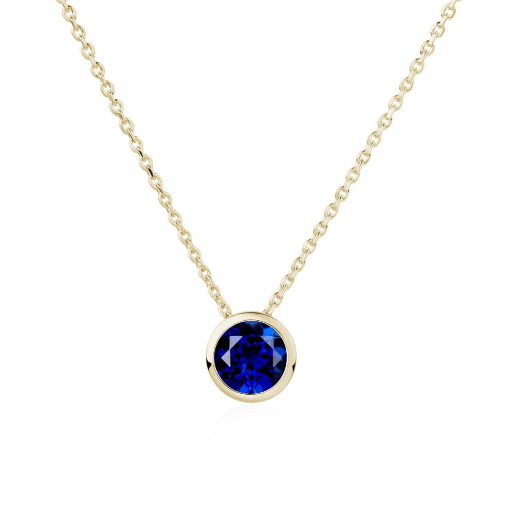 Sapphire Bezel Solitaire Necklace - LUO Jewelry #metal_14k yellow gold