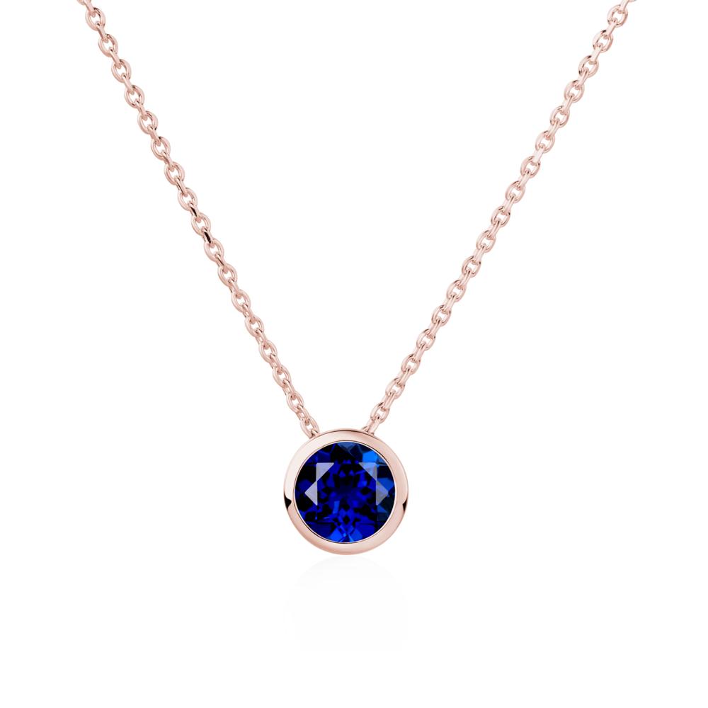 Sapphire Bezel Solitaire Necklace - LUO Jewelry #metal_18k rose gold