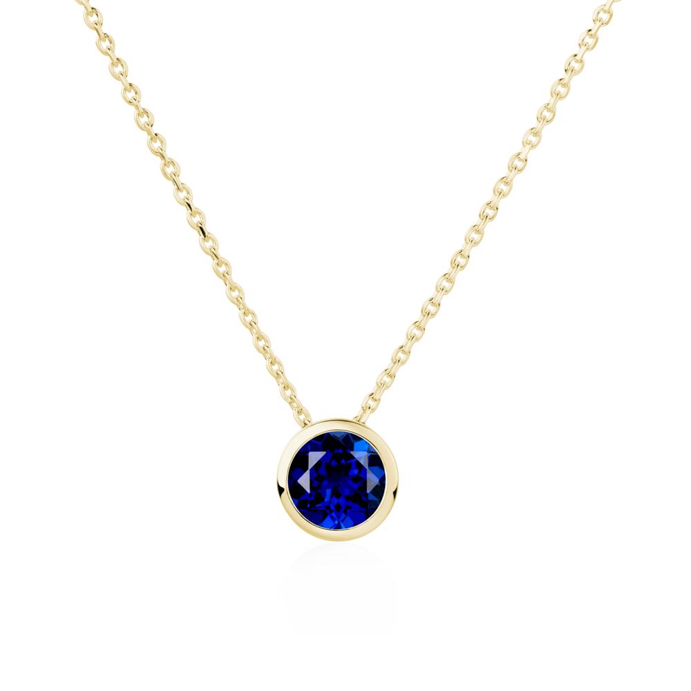 Sapphire Bezel Solitaire Necklace - LUO Jewelry #metal_18k yellow gold