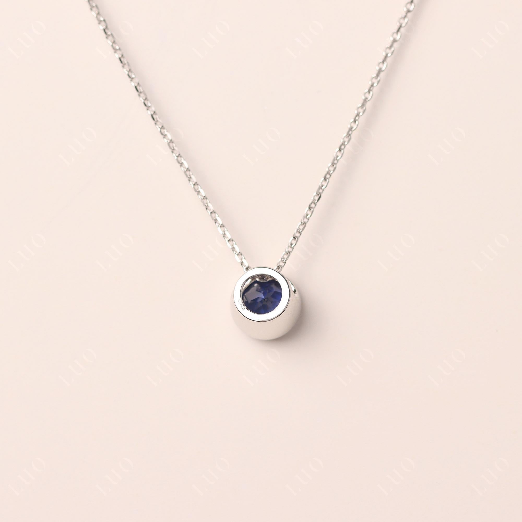 Sapphire Bezel Solitaire Necklace - LUO Jewelry 