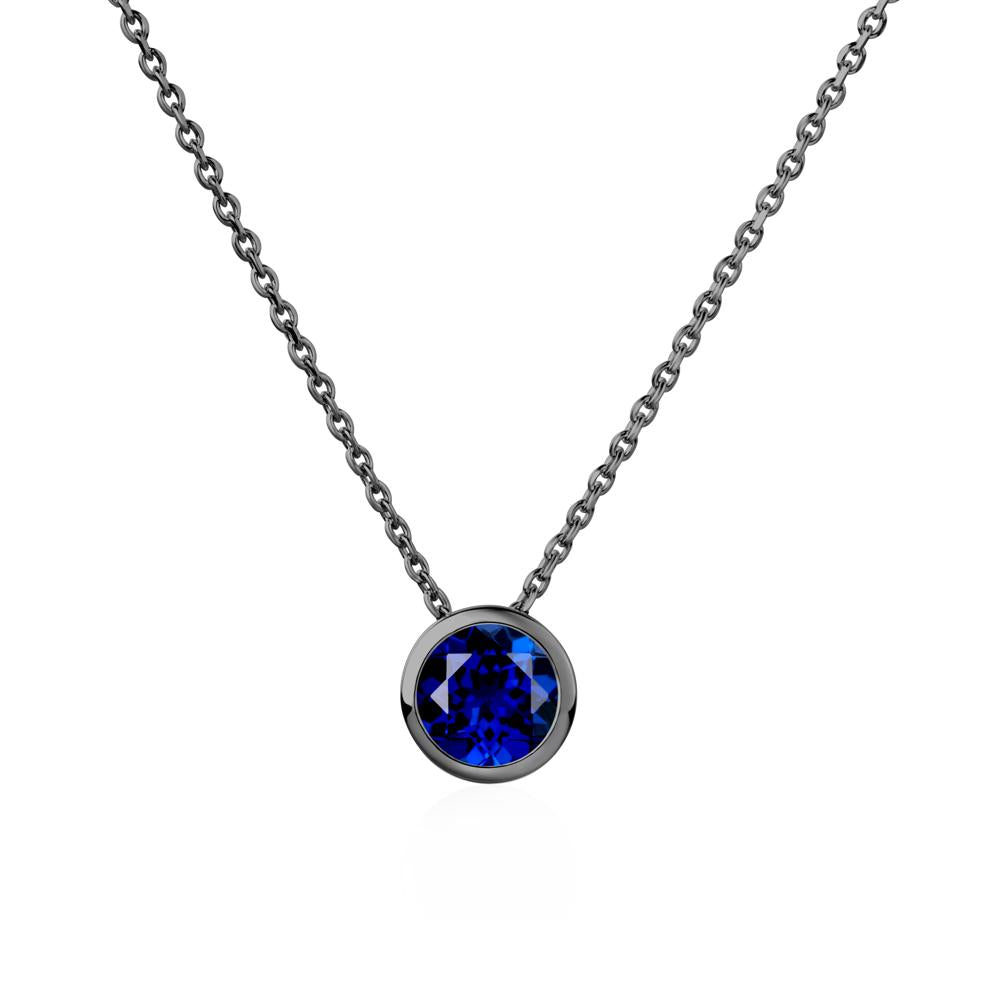 Sapphire Bezel Solitaire Necklace - LUO Jewelry #metal_black finish sterling silver