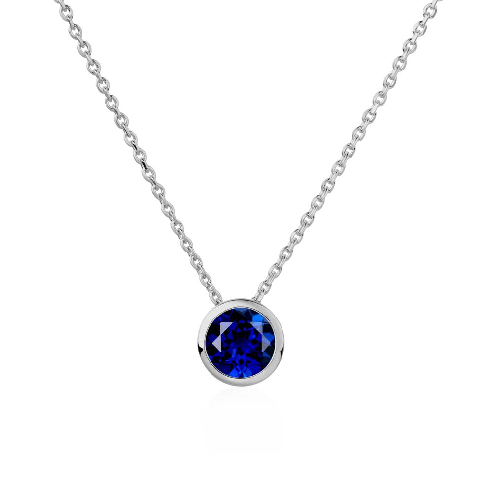 Sapphire Bezel Solitaire Necklace - LUO Jewelry #metal_platinum