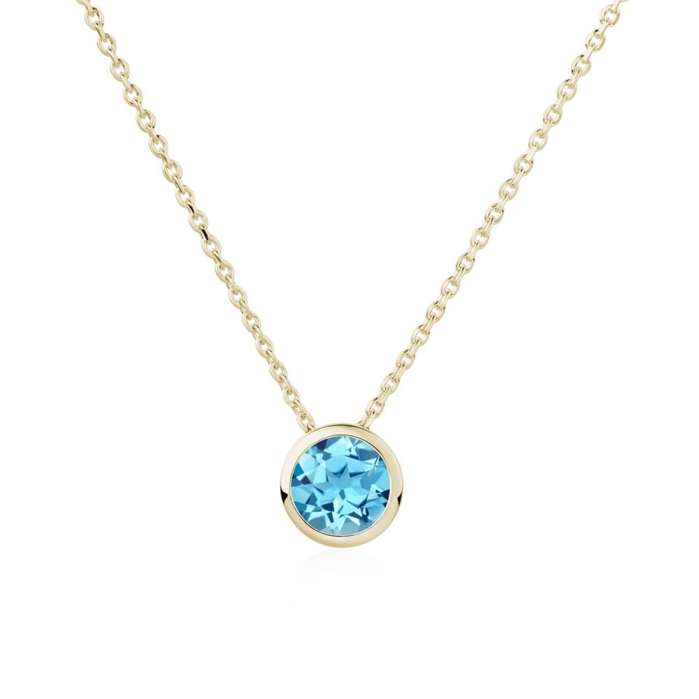 Swiss Blue Topaz Bezel Solitaire Necklace - LUO Jewelry #metal_14k yellow gold