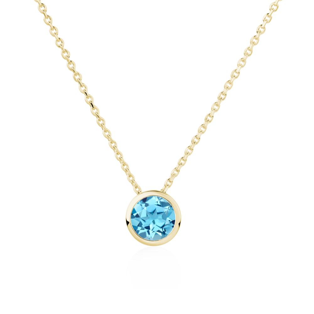 Swiss Blue Topaz Bezel Solitaire Necklace - LUO Jewelry #metal_18k yellow gold