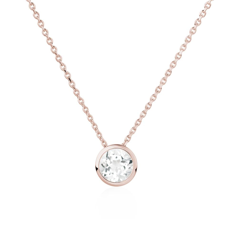 White Topaz Bezel Solitaire Necklace - LUO Jewelry #metal_14k rose gold