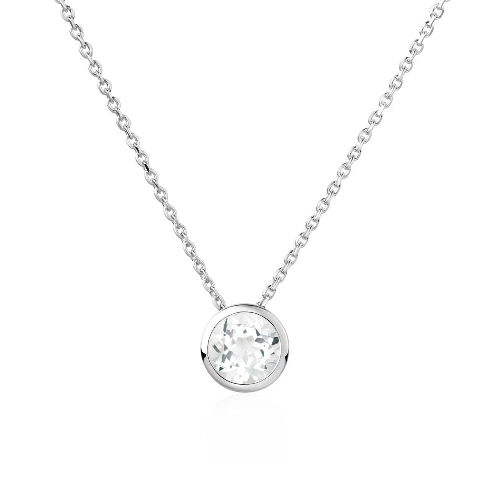 White Topaz Bezel Solitaire Necklace - LUO Jewelry #metal_14k white gold