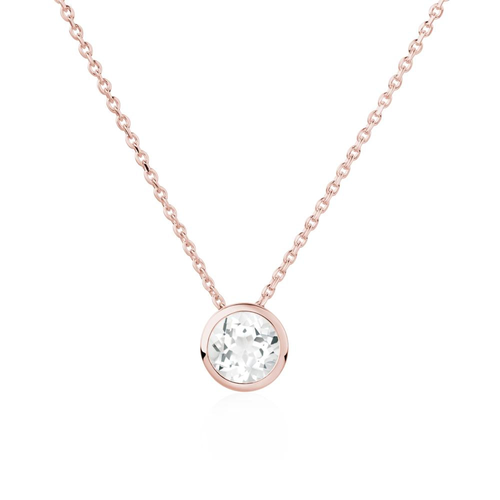 White Topaz Bezel Solitaire Necklace - LUO Jewelry #metal_18k rose gold