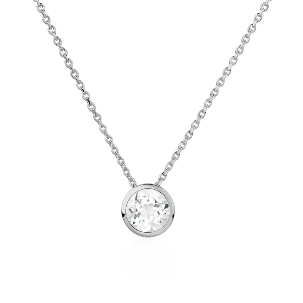 White Topaz Bezel Solitaire Necklace - LUO Jewelry #metal_platinum