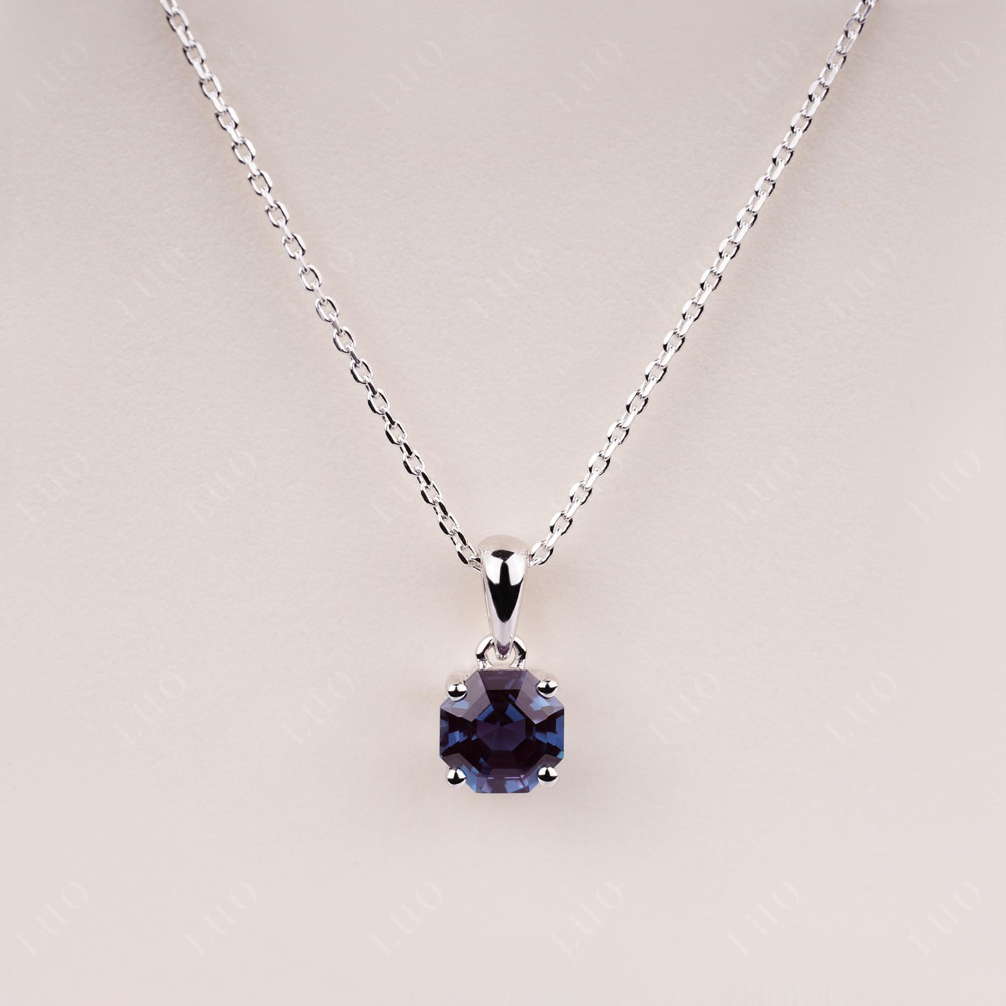 Octagon Alexandrite Solitaire Necklace