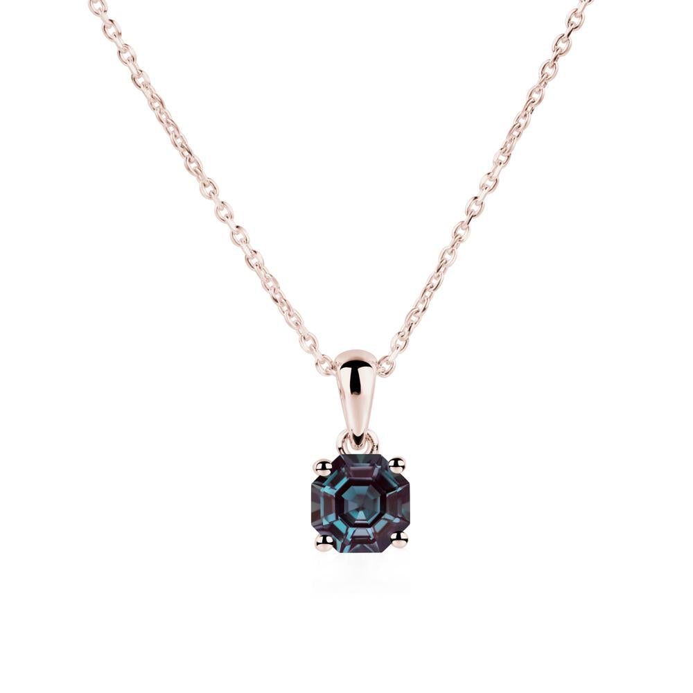 Octagon Alexandrite Solitaire Necklace - LUO Jewelry #metal_14k rose gold