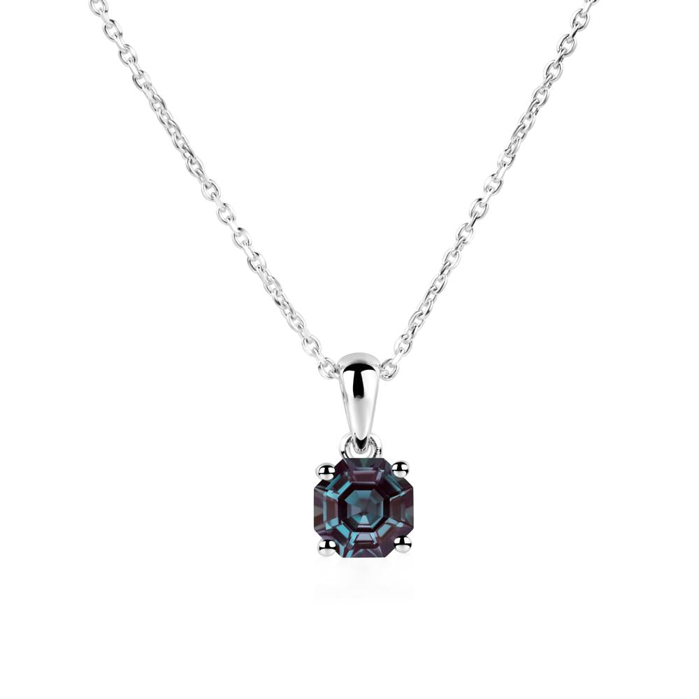 Octagon Alexandrite Solitaire Necklace - LUO Jewelry #metal_14k white gold