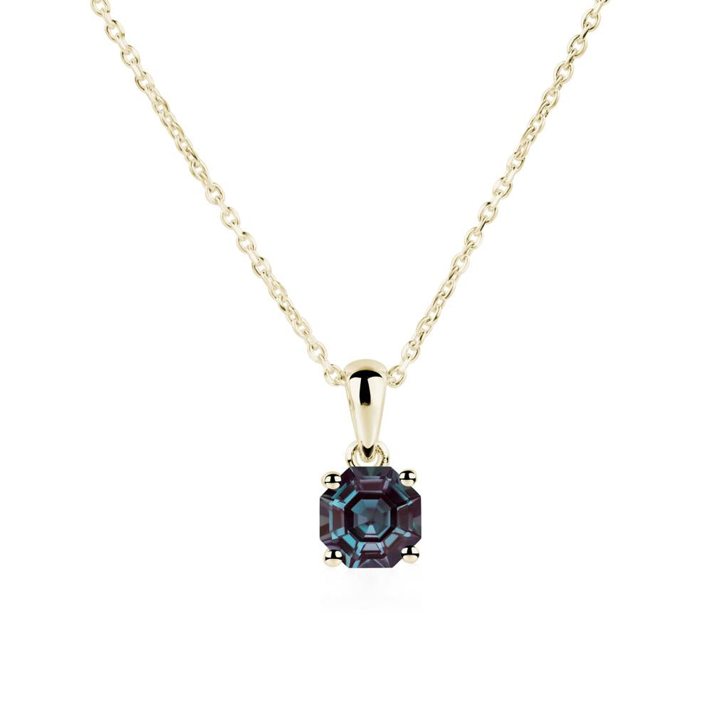 Octagon Alexandrite Solitaire Necklace - LUO Jewelry #metal_14k yellow gold