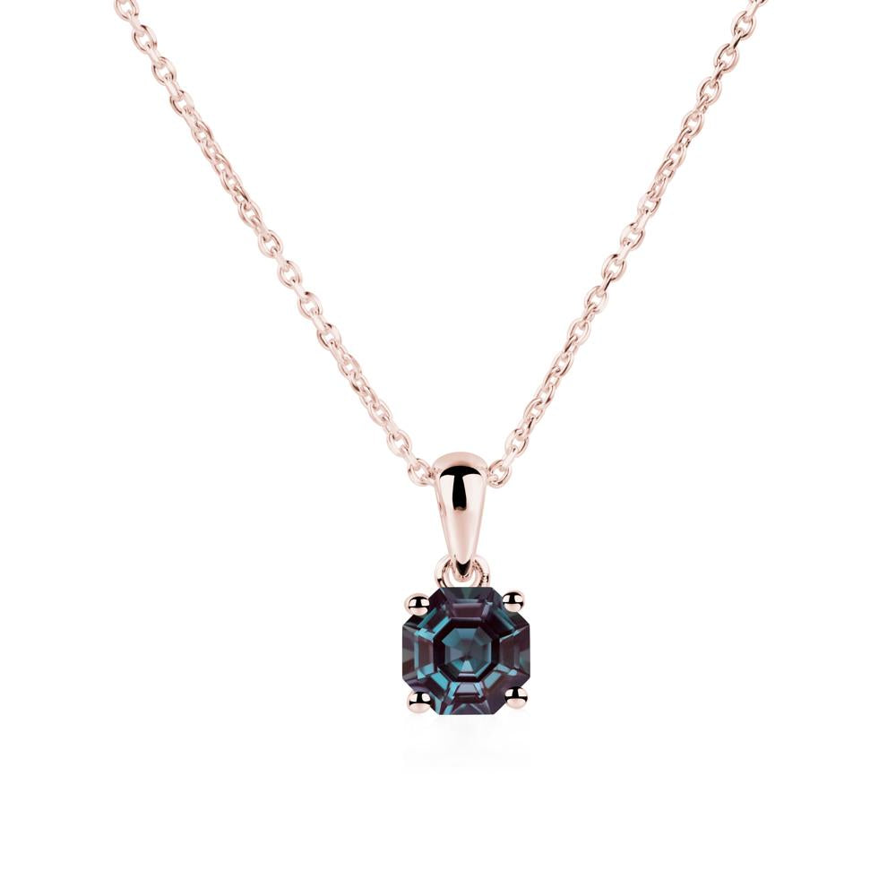 Octagon Alexandrite Solitaire Necklace - LUO Jewelry #metal_18k rose gold