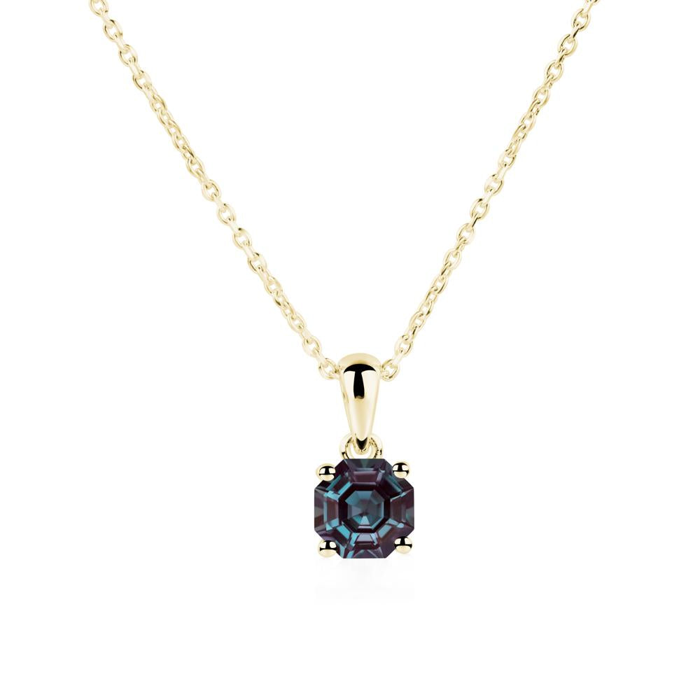 Octagon Alexandrite Solitaire Necklace - LUO Jewelry #metal_18k yellow gold