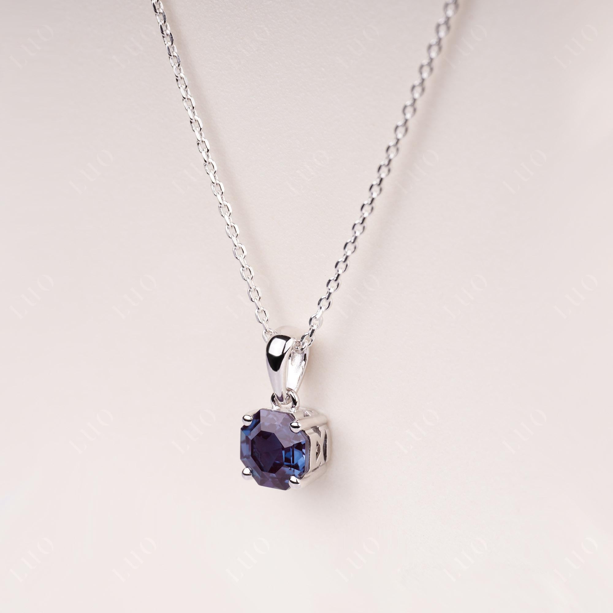 Octagon Alexandrite Solitaire Necklace