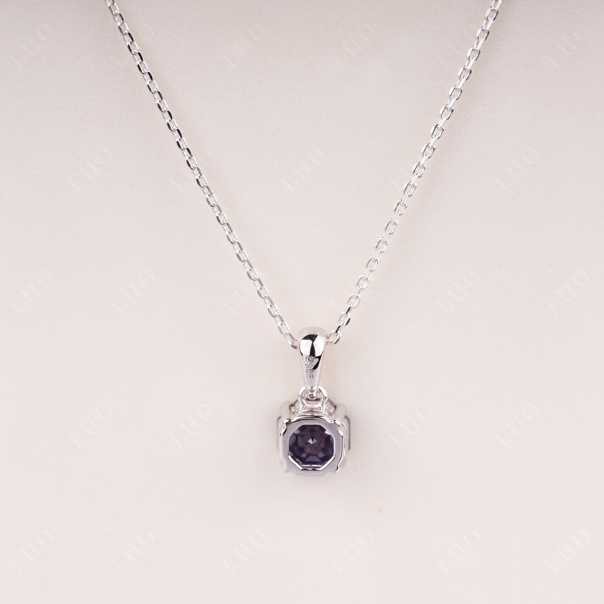 Octagon Alexandrite Solitaire Necklace